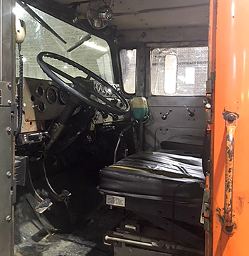 Photo of cab of snowblower.